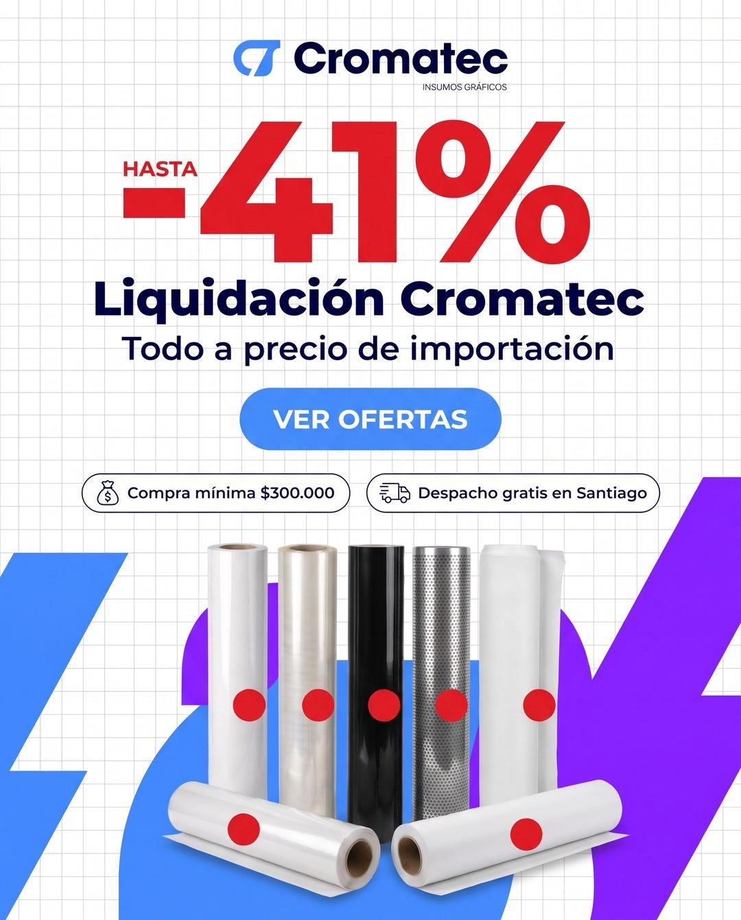 Liquidación Cromatec: insumos gráficos hasta 41% de descuento a precio de importación
